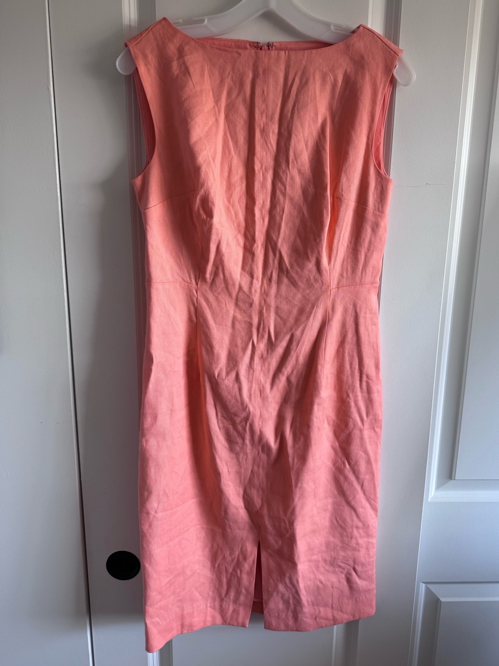 Ann Taylor Coral Sleeveless linen blend Sheath Midi Dress with front slit